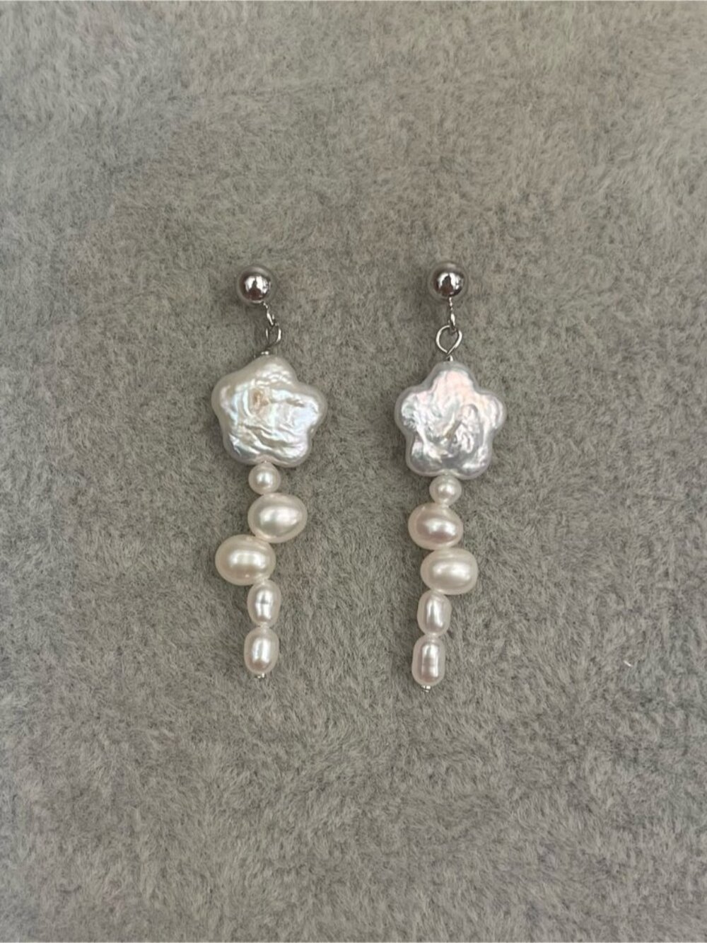 Delicate White Freshwater Pearl Drop Earrings -925 silver posts